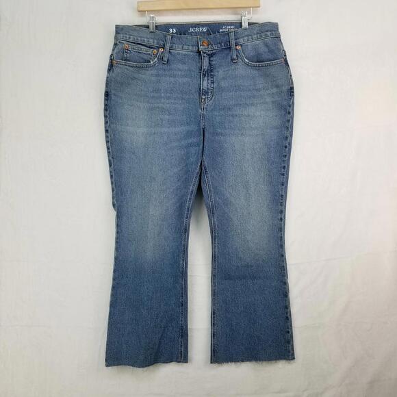 J. Crew 9" Demi‎ Bootcut Crop Jeans 33 High-rise Raw Hem Boot Jean - Picture 13 of 14